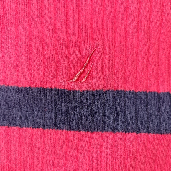 Nautica Pullover Mock Neck Sweater Red Navy Blue Stripe Size XXL 2XL - Picture 6 of 8